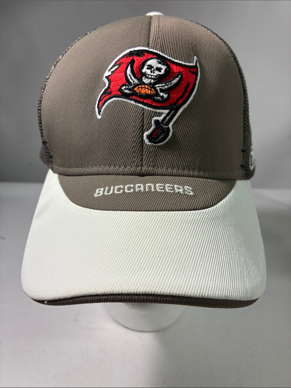 Reebok Brown and White Buccaneers Mesh Trucker Hat
